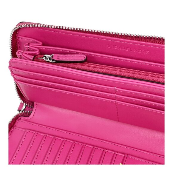 NWT Michael Kors Women's Large Quilted Vegan Leather Zip Around Wallet Pink - Picture 5 of 13